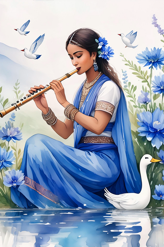 Saraswati and Her Flute Lined Journal